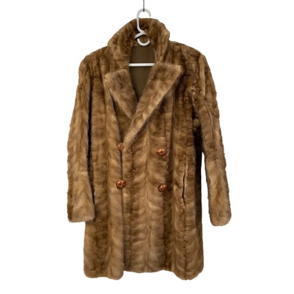 Rare L VTG Louise Mallen Beverly Hills Lux3/4 Length Brown Mink Fur Coat